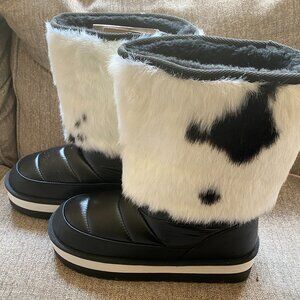 D FRANKLIN Vegan NORDIC Fur BOOTS Size 41 PETA Approved BLACK Brand NEW